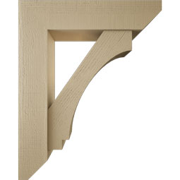 Ekena Millwork - BKTUR0756X32X40IMP06RCPR - Timberthane Faux Wood Imperial Style Bracket w/ Offset Brace, Slat Ends, 7 1/2"W x 32"D x 40"H, Primed Tan