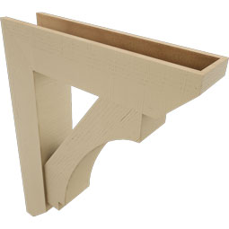 Ekena Millwork - BKTUR0756X32X40IMP06RCPR - Timberthane Faux Wood Imperial Style Bracket w/ Offset Brace, Slat Ends, 7 1/2"W x 32"D x 40"H, Primed Tan