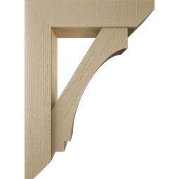 Ekena Millwork - BKTUR0756X32X44IMP06RCPR - Timberthane Faux Wood Imperial Style Bracket w/ Offset Brace, Slat Ends, 7 1/2"W x 32"D x 44"H, Primed Tan