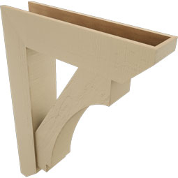 Ekena Millwork - BKTUR0756X32X44IMP06RCPR - Timberthane Faux Wood Imperial Style Bracket w/ Offset Brace, Slat Ends, 7 1/2"W x 32"D x 44"H, Primed Tan