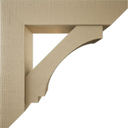 Ekena Millwork - BKTUR0756X34X34IMP06RCPR - Timberthane Faux Wood Imperial Style Bracket w/ Offset Brace, Slat Ends, 7 1/2"W x 34"D x 34"H, Primed Tan