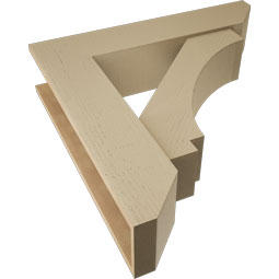 Ekena Millwork - BKTUR0756X34X34IMP06RCPR - Timberthane Faux Wood Imperial Style Bracket w/ Offset Brace, Slat Ends, 7 1/2"W x 34"D x 34"H, Primed Tan