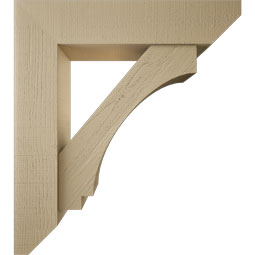 Ekena Millwork - BKTUR0756X34X38IMP06RCPR - Timberthane Faux Wood Imperial Style Bracket w/ Offset Brace, Slat Ends, 7 1/2"W x 34"D x 38"H, Primed Tan