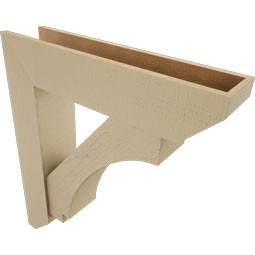 Ekena Millwork - BKTUR0756X34X38IMP06RCPR - Timberthane Faux Wood Imperial Style Bracket w/ Offset Brace, Slat Ends, 7 1/2"W x 34"D x 38"H, Primed Tan