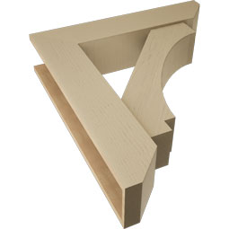 Ekena Millwork - BKTUR0756X34X38IMP06RCPR - Timberthane Faux Wood Imperial Style Bracket w/ Offset Brace, Slat Ends, 7 1/2"W x 34"D x 38"H, Primed Tan