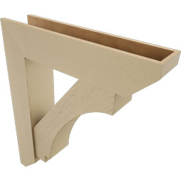 Ekena Millwork - BKTUR0756X34X40IMP06RCPR - Timberthane Faux Wood Imperial Style Bracket w/ Offset Brace, Slat Ends, 7 1/2"W x 34"D x 40"H, Primed Tan