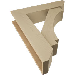 Ekena Millwork - BKTUR0756X34X40IMP06RCPR - Timberthane Faux Wood Imperial Style Bracket w/ Offset Brace, Slat Ends, 7 1/2"W x 34"D x 40"H, Primed Tan