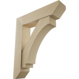 Ekena Millwork - BKTUR0756X34X40IMP06RCPR - Timberthane Faux Wood Imperial Style Bracket w/ Offset Brace, Slat Ends, 7 1/2"W x 34"D x 40"H, Primed Tan