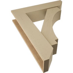 Ekena Millwork - BKTUR0756X34X42IMP06RCPR - Timberthane Faux Wood Imperial Style Bracket w/ Offset Brace, Slat Ends, 7 1/2"W x 34"D x 42"H, Primed Tan