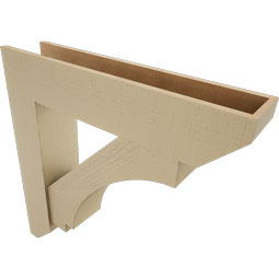 Ekena Millwork - BKTUR0756X36X36IMP06RCPR - Timberthane Faux Wood Imperial Style Bracket w/ Offset Brace, Slat Ends, 7 1/2"W x 36"D x 36"H, Primed Tan