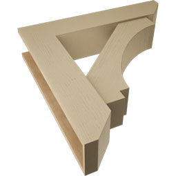 Ekena Millwork - BKTUR0756X36X36IMP06RCPR - Timberthane Faux Wood Imperial Style Bracket w/ Offset Brace, Slat Ends, 7 1/2"W x 36"D x 36"H, Primed Tan