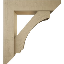 Ekena Millwork - BKTUR0756X36X40IMP06RCPR - Timberthane Faux Wood Imperial Style Bracket w/ Offset Brace, Slat Ends, 7 1/2"W x 36"D x 40"H, Primed Tan