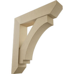 Ekena Millwork - BKTUR0756X36X40IMP06RCPR - Timberthane Faux Wood Imperial Style Bracket w/ Offset Brace, Slat Ends, 7 1/2"W x 36"D x 40"H, Primed Tan