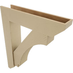 Ekena Millwork - BKTUR0756X36X44IMP06RCPR - Timberthane Faux Wood Imperial Style Bracket w/ Offset Brace, Slat Ends, 7 1/2"W x 36"D x 44"H, Primed Tan
