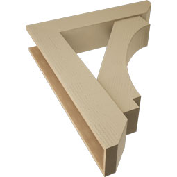 Ekena Millwork - BKTUR0756X36X44IMP06RCPR - Timberthane Faux Wood Imperial Style Bracket w/ Offset Brace, Slat Ends, 7 1/2"W x 36"D x 44"H, Primed Tan