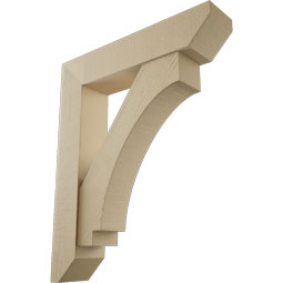 Ekena Millwork - BKTUR0756X36X44IMP06RCPR - Timberthane Faux Wood Imperial Style Bracket w/ Offset Brace, Slat Ends, 7 1/2"W x 36"D x 44"H, Primed Tan