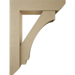 Ekena Millwork - BKTUR0756X36X48IMP06RCPR - Timberthane Faux Wood Imperial Style Bracket w/ Offset Brace, Slat Ends, 7 1/2"W x 36"D x 48"H, Primed Tan