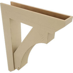 Ekena Millwork - BKTUR0756X36X48IMP06RCPR - Timberthane Faux Wood Imperial Style Bracket w/ Offset Brace, Slat Ends, 7 1/2"W x 36"D x 48"H, Primed Tan