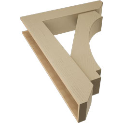 Ekena Millwork - BKTUR0756X36X48IMP06RCPR - Timberthane Faux Wood Imperial Style Bracket w/ Offset Brace, Slat Ends, 7 1/2"W x 36"D x 48"H, Primed Tan