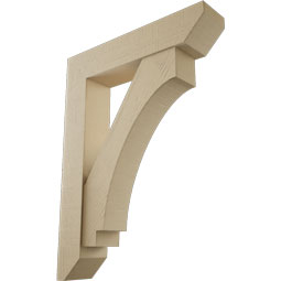 Ekena Millwork - BKTUR0756X36X48IMP06RCPR - Timberthane Faux Wood Imperial Style Bracket w/ Offset Brace, Slat Ends, 7 1/2"W x 36"D x 48"H, Primed Tan