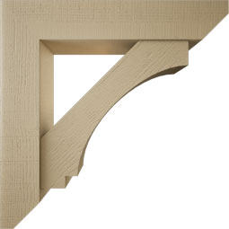 Ekena Millwork - BKTUR0756X38X38IMP06RCPR - Timberthane Faux Wood Imperial Style Bracket w/ Offset Brace, Slat Ends, 7 1/2"W x 38"D x 38"H, Primed Tan