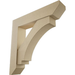 Ekena Millwork - BKTUR0756X38X38IMP06RCPR - Timberthane Faux Wood Imperial Style Bracket w/ Offset Brace, Slat Ends, 7 1/2"W x 38"D x 38"H, Primed Tan