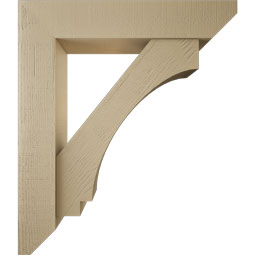 Ekena Millwork - BKTUR0756X38X44IMP06RCPR - Timberthane Faux Wood Imperial Style Bracket w/ Offset Brace, Slat Ends, 7 1/2"W x 38"D x 44"H, Primed Tan