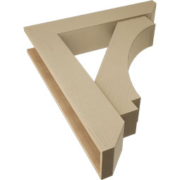 Ekena Millwork - BKTUR0756X38X44IMP06RCPR - Timberthane Faux Wood Imperial Style Bracket w/ Offset Brace, Slat Ends, 7 1/2"W x 38"D x 44"H, Primed Tan