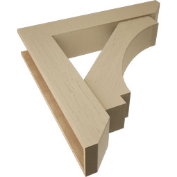 Ekena Millwork - BKTUR0756X40X40IMP06RCPR - Timberthane Faux Wood Imperial Style Bracket w/ Offset Brace, Slat Ends, 7 1/2"W x 40"D x 40"H, Primed Tan