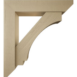 Ekena Millwork - BKTUR0756X40X44IMP06RCPR - Timberthane Faux Wood Imperial Style Bracket w/ Offset Brace, Slat Ends, 7 1/2"W x 40"D x 44"H, Primed Tan