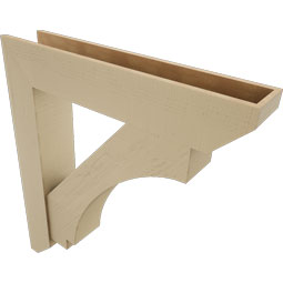Ekena Millwork - BKTUR0756X40X44IMP06RCPR - Timberthane Faux Wood Imperial Style Bracket w/ Offset Brace, Slat Ends, 7 1/2"W x 40"D x 44"H, Primed Tan