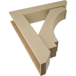 Ekena Millwork - BKTUR0756X40X44IMP06RCPR - Timberthane Faux Wood Imperial Style Bracket w/ Offset Brace, Slat Ends, 7 1/2"W x 40"D x 44"H, Primed Tan