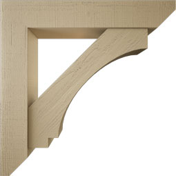 Ekena Millwork - BKTUR0756X42X42IMP06RCPR - Timberthane Faux Wood Imperial Style Bracket w/ Offset Brace, Slat Ends, 7 1/2"W x 42"D x 42"H, Primed Tan