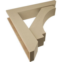 Ekena Millwork - BKTUR0756X42X42IMP06RCPR - Timberthane Faux Wood Imperial Style Bracket w/ Offset Brace, Slat Ends, 7 1/2"W x 42"D x 42"H, Primed Tan
