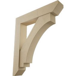 Ekena Millwork - BKTUR0756X42X48IMP06RCPR - Timberthane Faux Wood Imperial Style Bracket w/ Offset Brace, Slat Ends, 7 1/2"W x 42"D x 48"H, Primed Tan