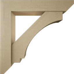 Ekena Millwork - BKTUR0756X44X44IMP06RCPR - Timberthane Faux Wood Imperial Style Bracket w/ Offset Brace, Slat Ends, 7 1/2"W x 44"D x 44"H, Primed Tan