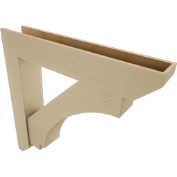 Ekena Millwork - BKTUR0756X44X44IMP06RCPR - Timberthane Faux Wood Imperial Style Bracket w/ Offset Brace, Slat Ends, 7 1/2"W x 44"D x 44"H, Primed Tan
