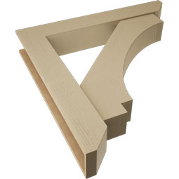Ekena Millwork - BKTUR0756X48X48IMP06RCPR - Timberthane Faux Wood Imperial Style Bracket w/ Offset Brace, Slat Ends, 7 1/2"W x 48"D x 48"H, Primed Tan
