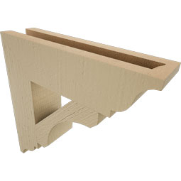 Ekena Millwork - BKTUR035X14X14LEC01RCPR - Timberthane Faux Wood Legacy Style Bracket, Traditional Ends, 3 1/2"W x 14"D x 14"H, Primed Tan
