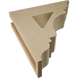 Ekena Millwork - BKTUR035X14X14LEC01RCPR - Timberthane Faux Wood Legacy Style Bracket, Traditional Ends, 3 1/2"W x 14"D x 14"H, Primed Tan