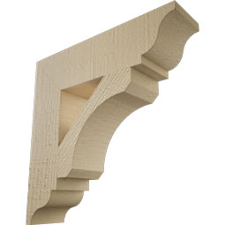 Ekena Millwork - BKTUR035X14X14LEC01RCPR - Timberthane Faux Wood Legacy Style Bracket, Traditional Ends, 3 1/2"W x 14"D x 14"H, Primed Tan