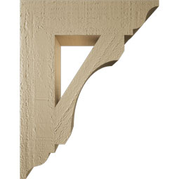 Ekena Millwork - BKTUR035X14X18LEC01RCPR - Timberthane Faux Wood Legacy Style Bracket, Traditional Ends, 3 1/2"W x 14"D x 18"H, Primed Tan