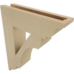 Ekena Millwork - BKTUR035X14X18LEC01RCPR - Timberthane Faux Wood Legacy Style Bracket, Traditional Ends, 3 1/2"W x 14"D x 18"H, Primed Tan