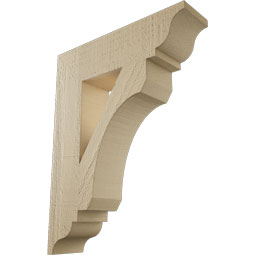 Ekena Millwork - BKTUR035X14X18LEC01RCPR - Timberthane Faux Wood Legacy Style Bracket, Traditional Ends, 3 1/2"W x 14"D x 18"H, Primed Tan