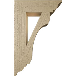 Ekena Millwork - BKTUR035X14X22LEC01RCPR - Timberthane Faux Wood Legacy Style Bracket, Traditional Ends, 3 1/2"W x 14"D x 22"H, Primed Tan