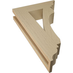Ekena Millwork - BKTUR035X14X22LEC01RCPR - Timberthane Faux Wood Legacy Style Bracket, Traditional Ends, 3 1/2"W x 14"D x 22"H, Primed Tan