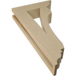 Ekena Millwork - BKTUR035X14X26LEC01RCPR - Timberthane Faux Wood Legacy Style Bracket, Traditional Ends, 3 1/2"W x 14"D x 26"H, Primed Tan