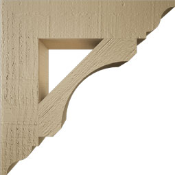 Ekena Millwork - BKTUR035X16X16LEC01RCPR - Timberthane Faux Wood Legacy Style Bracket, Traditional Ends, 3 1/2"W x 16"D x 16"H, Primed Tan