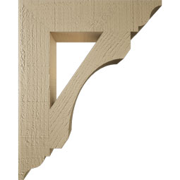 Ekena Millwork - BKTUR035X16X20LEC01RCPR - Timberthane Faux Wood Legacy Style Bracket, Traditional Ends, 3 1/2"W x 16"D x 20"H, Primed Tan