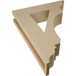 Ekena Millwork - BKTUR035X16X20LEC01RCPR - Timberthane Faux Wood Legacy Style Bracket, Traditional Ends, 3 1/2"W x 16"D x 20"H, Primed Tan